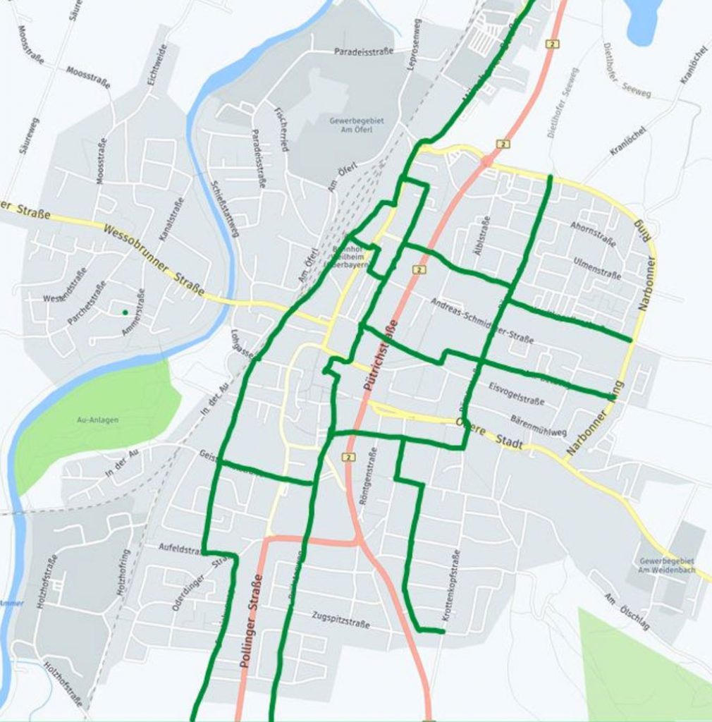 Radverkehr-Konzept Weilheim, Juni 2020 - Karte Fahrradachsen.