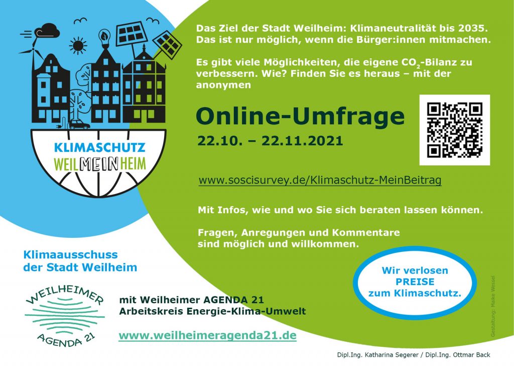 Bürgerinnen-Befragung Klimaschutz der Stadt Weilheim - Postkarte hinten